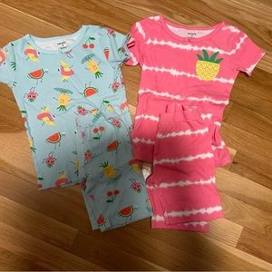 Bundle of Girls Carters Size 7 Short Sleeve Snug Fit PJs